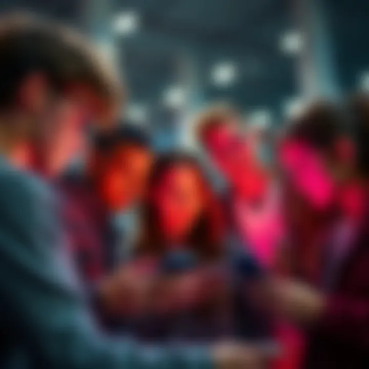 Group of young adults exploring sports betting apps on their phones