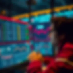 A person looking at a computer screen with betting odds and charts for online wagering, focusing on strategy and timing.