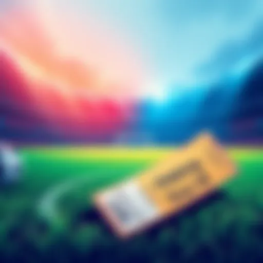 Illustration showing a soccer field with betting odds and a winning ticket