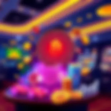 A colorful graphic showing popular cryptocurrency symbols alongside an illustration of a casino, depicting a safe and user-friendly gaming experience.