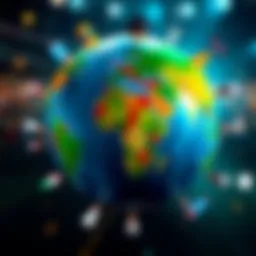A globe highlighting countries where Bet365 is available, with travel icons representing access while abroad.