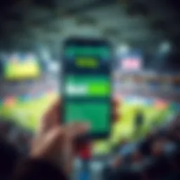 Person holding a smartphone with Bet365 logo and betting options on screen