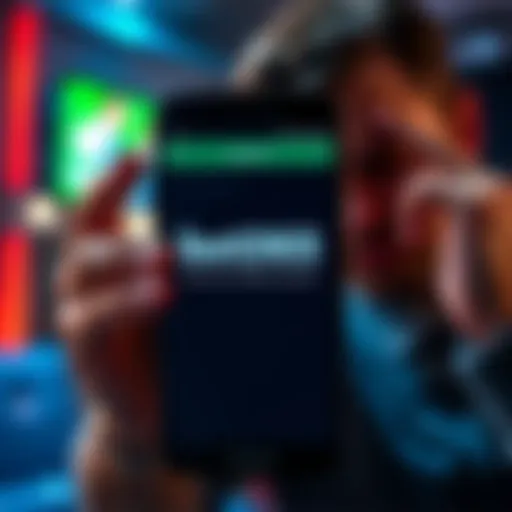 Bet365 App Down A smartphone displaying the Bet365 app with an error message and a frustrated user in the background