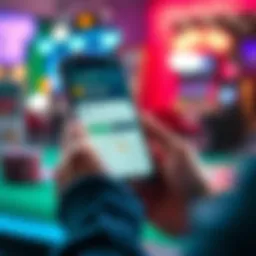 A person using a smartphone to beta test a new gambling control app. The screen shows a user-friendly interface with features to help manage gambling habits.