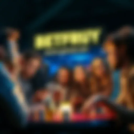 A group of people discussing BETFRUY, questioning its legitimacy with concerned expressions, some looking at their phones, indicating the search for answers.
