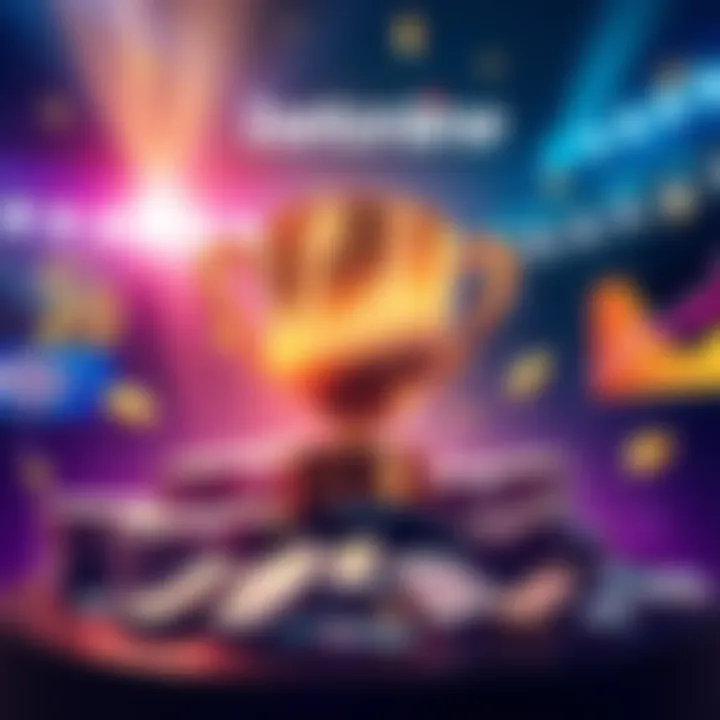 Illustration of a betting promotion showing 50% bonus on sports betting with money and a winning trophy