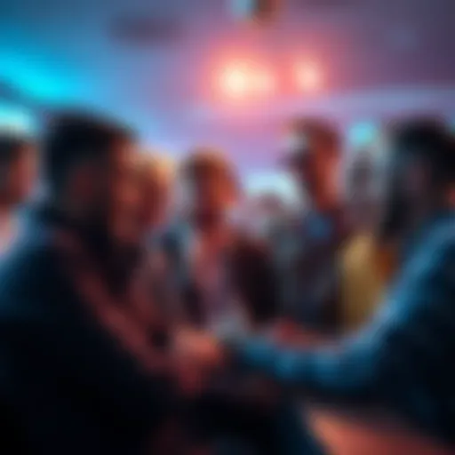 People discussing betting outcomes A group of people engaged in a candid discussion about their betting results, showing mixed emotions of excitement and concern.