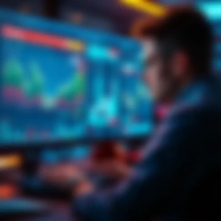 A person looking at betting odds on a computer screen with charts and graphs