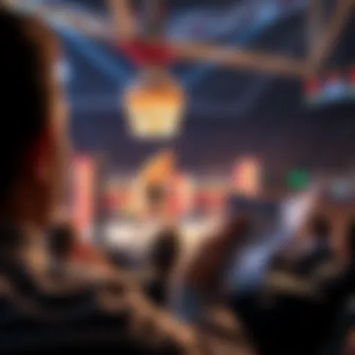 A person excitedly watching an MMA fight while holding a betting slip and cash, showcasing the thrill of risking 10 dollars for a big win.