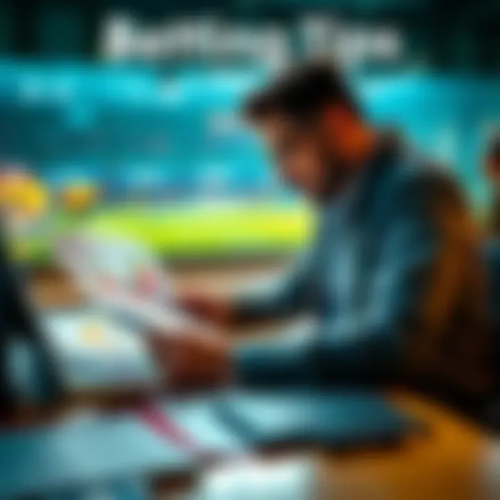 A person analyzing a betting strategy with charts and a notebook on a table