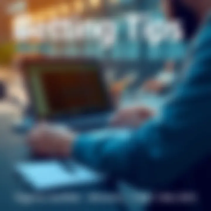 Illustration of a person examining sports betting odds on a laptop with a notepad and pen nearby