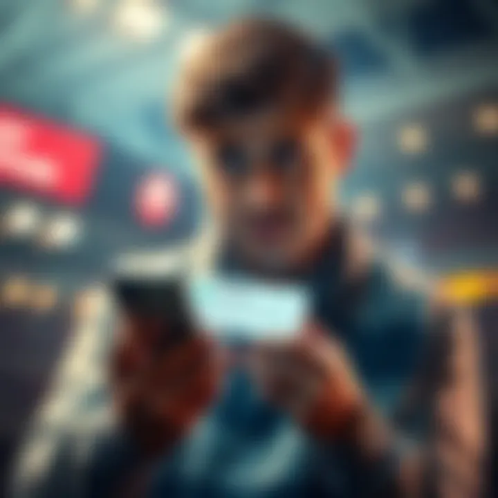 Issues with Betting App Monitoring A frustrated person looking at a phone with a betting app, showing error messages and missing bonuses