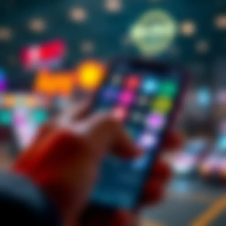 Different betting app icons on a smartphone screen with a person scrolling through options, showcasing alternatives to Hard Rock app in Florida