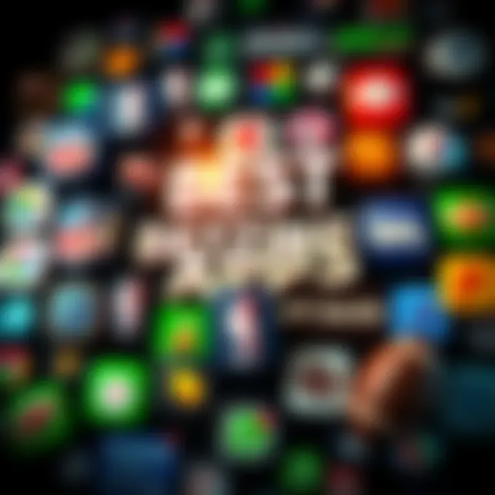 A collage of various betting app logos with sports icons for NFL, NBA, and College Football promotions