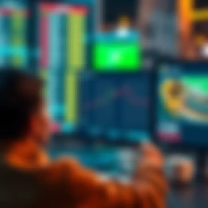 A person looking at a computer screen showing different sports betting websites with low taxes and minimum stakes in Illinois.