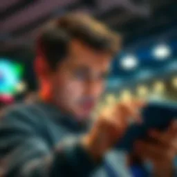 A person looking frustrated while trying to place a bet on a mobile device