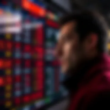 Betting Odds on a Display Screen A person looking at a betting odds display screen with focused expression, contemplating potential outcomes.
