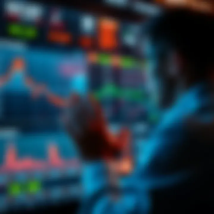 A person analyzing betting odds on a digital screen, with graphs and numbers showing various outcomes.