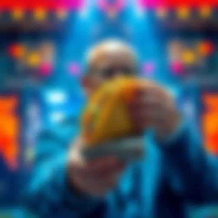 A person holds a taco and a stack of cash, indicating a bet