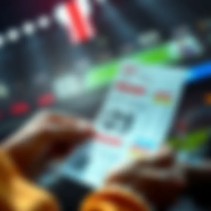 A person looking at betting slips with paperwork showing wins and losses, considering whether to cash out or hold their bets.