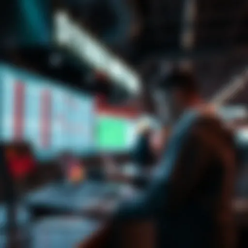 A person placing a bet at a sports betting counter with a computer screen showing odds in the background.