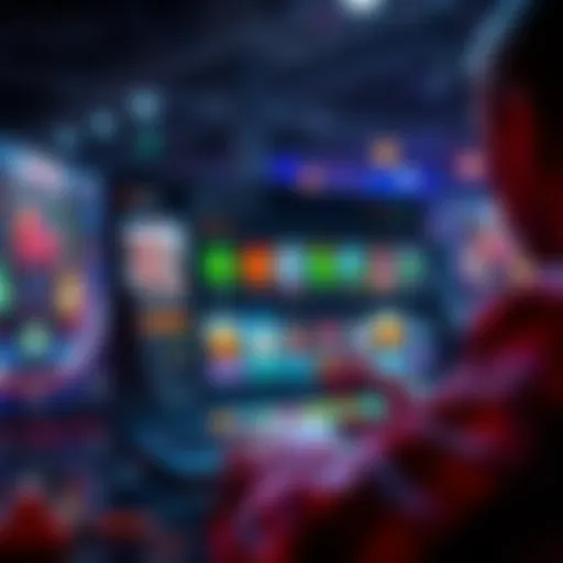 A user interacts with a colorful betting platform on a computer screen, showing various game options.