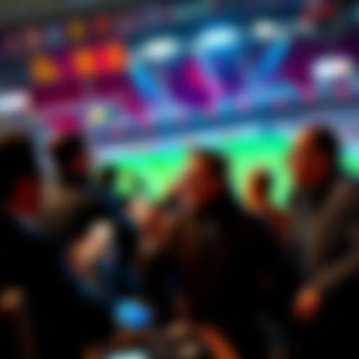 People placing bets on Premier League football games, showing enthusiasm and excitement.