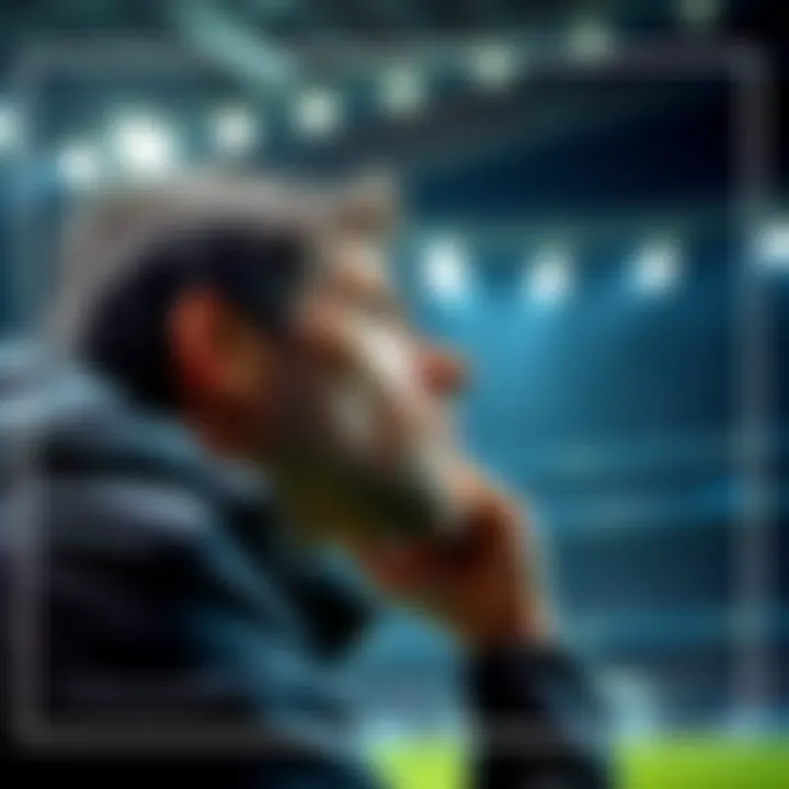 A person contemplating sports betting with a focus on Inter's Champions League performance, showing tension and excitement.
