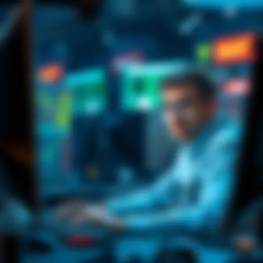 A person analyzing NASCAR race data and placing bets on a computer with a focused expression.