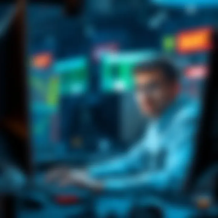 A person analyzing NASCAR race data and placing bets on a computer with a focused expression.