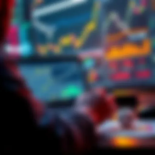 A person analyzing betting odds and strategies on a laptop with charts and graphs in the background.