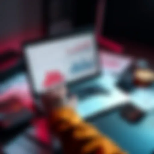 A person analyzing betting strategies with charts and statistics on a laptop, surrounded by betting slips and a calculator.