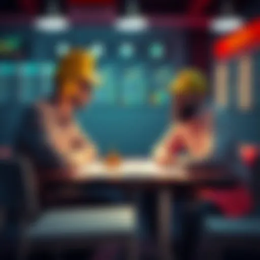 Coop and Wemby discuss their betting strategies at a table with charts and graphs