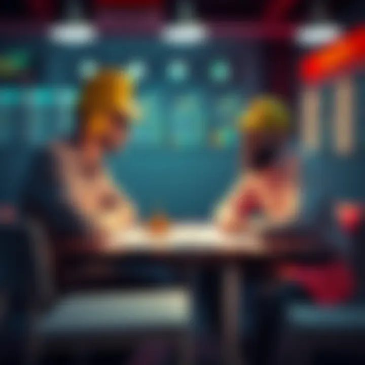 Coop and Wemby discuss their betting strategies at a table with charts and graphs