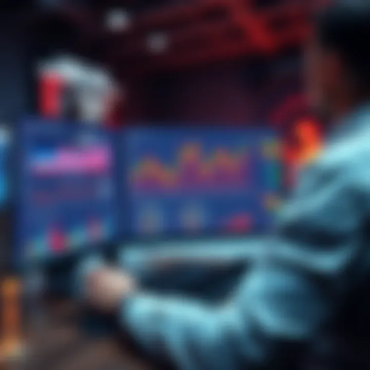 A person analyzing sports betting tips on a computer, with charts and graphs visible on the screen.