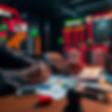 A person analyzing betting options with charts and notes on a table