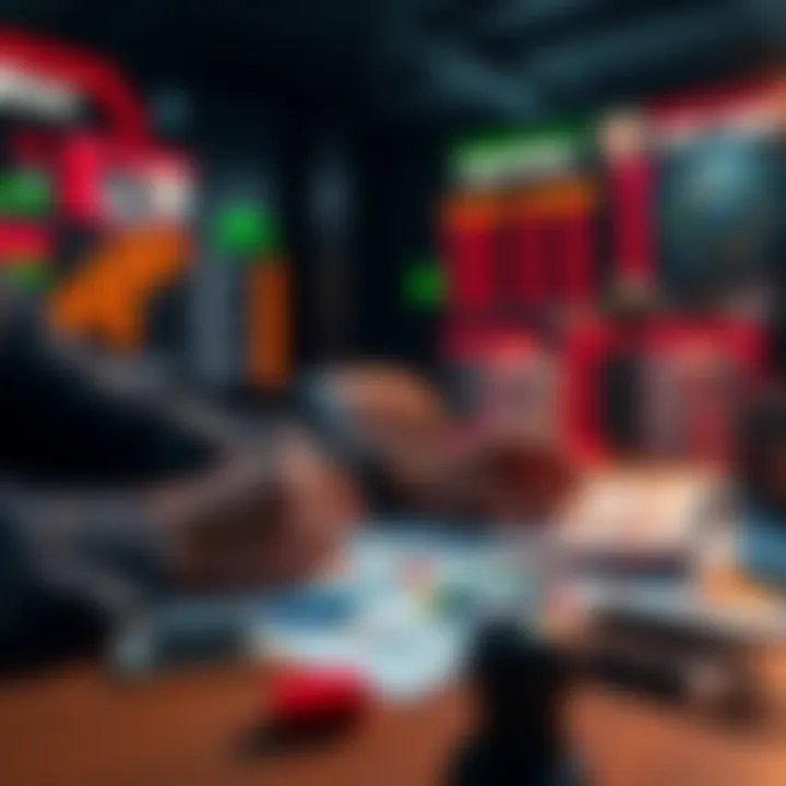 A person analyzing betting options with charts and notes on a table