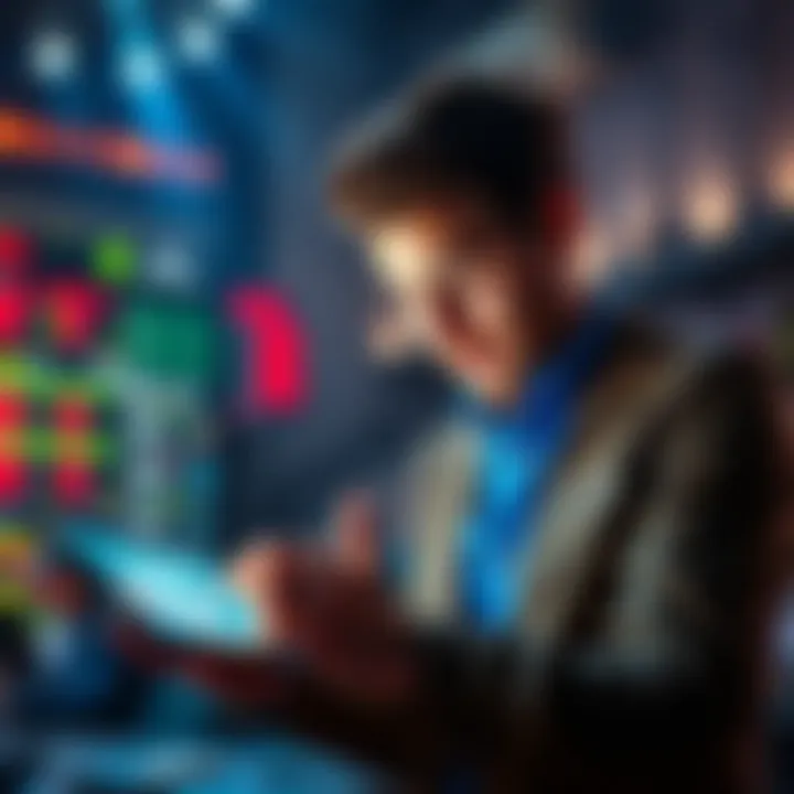 A person analyzing betting odds and strategies on a tablet, focused on reducing risk and maximizing profits.