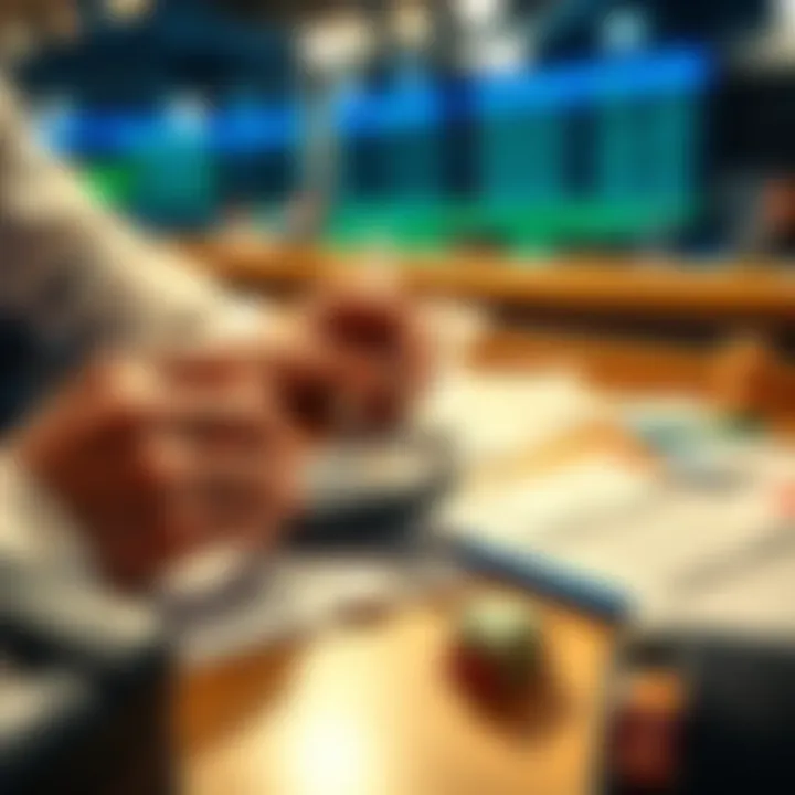 A person examining betting options with a calculator and notes on a table, considering different gambling strategies and risks.