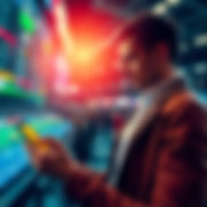 A person confidently placing a sports bet while reviewing betting strategies on their phone