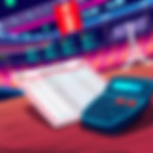 An illustration showing a sports betting slip with odds and a calculator on a table.