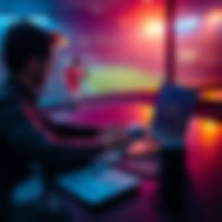 A person analyzing sports statistics and betting options at a table with a laptop and papers