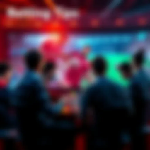 A group of people discussing betting strategies on a Discord server with sports imagery in the background.