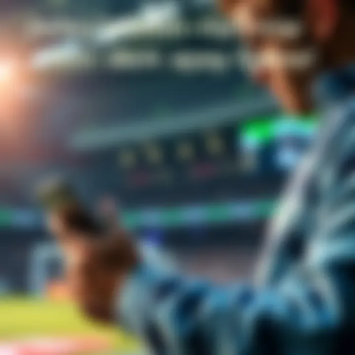 Person analyzing betting strategies on a mobile device before a sports match.