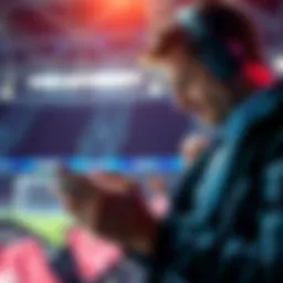 Betting strategies for underdogs A confident person placing bets on a smartphone, focusing on underdog teams with odds displayed.