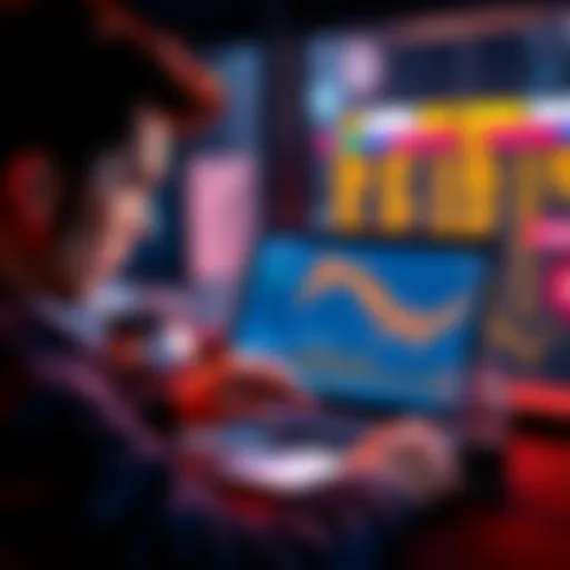 Betting Website Limits A person looks frustrated while checking a betting account on a laptop, with charts and graphs displayed on the screen showing account limitations.