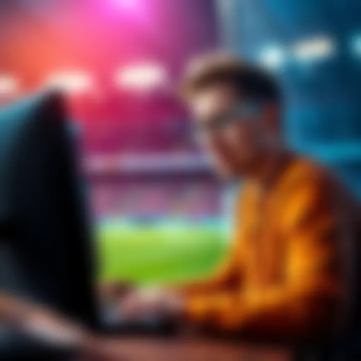 Confused bettor discussing statistics A person looks puzzled while reviewing football statistics on a computer, focusing on goalkeeper saves.