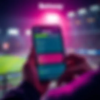 A person looking at a sports betting app with focus on rushing and receptions stats for a football player.