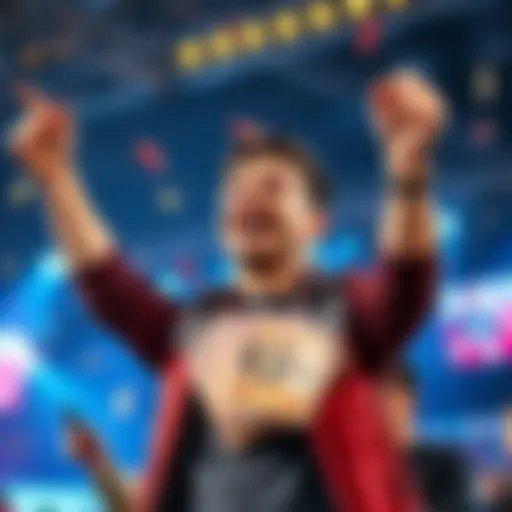 A joyful person holding money, celebrating a big win from a small bet