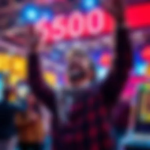 Big win celebration Person celebrating after winning the jackpot with a $500 deposit